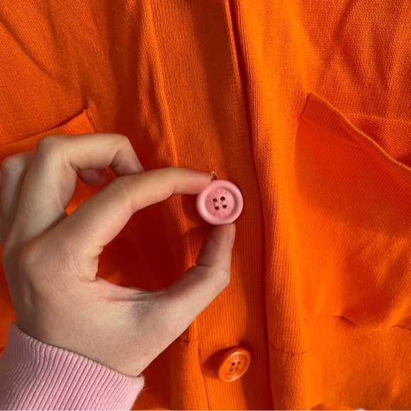 Wear Cissa The Wrap Cardigan Bright Orange 12g 100% Cotton Sweater Womens XS/S - Picture 6 of 13